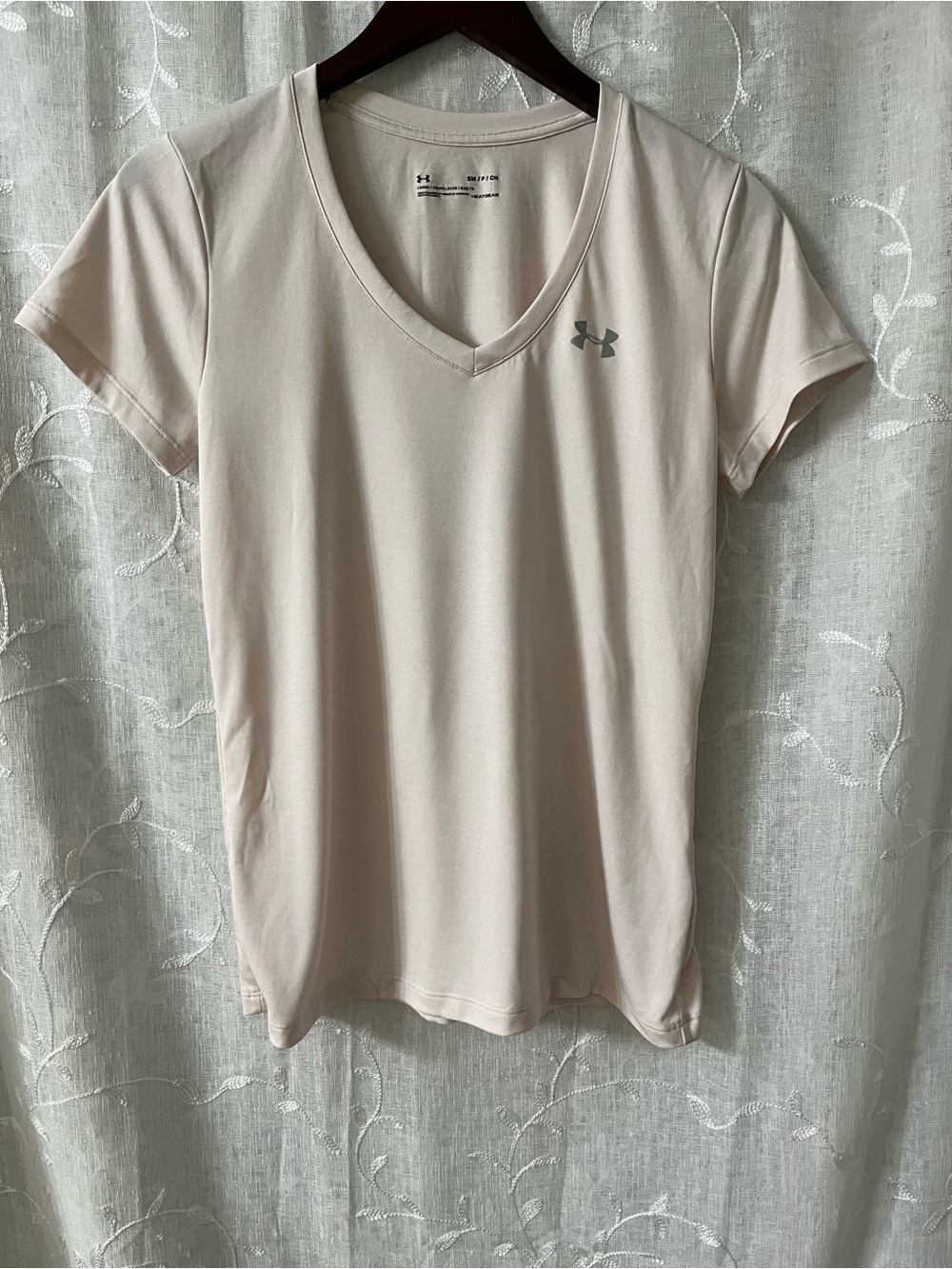 Under Armour Women's V-Neck Short Sleeve Top - Pale Pink Small